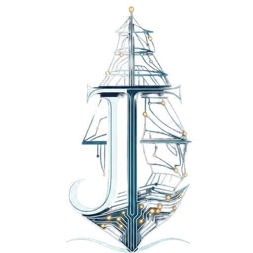 jtdev Logo: Kogge aus Schaltkreis-Spuren